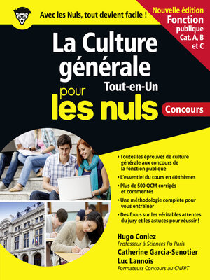cover image of La Culture générale Tout en un Pour les Nuls concours--Fonction publique NE